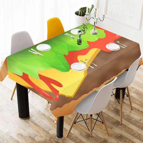 Close Encounters of the Cheeseburger Cotton Linen Tablecloth 52"x 70"