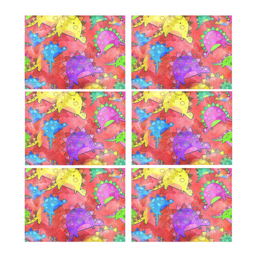 Watercolor Stegosaurus Dinosaur Print Placemat 14’’ x 19’’ (Set of 6)