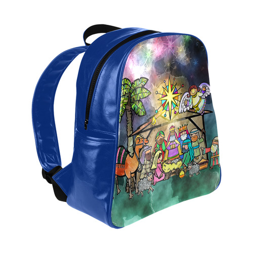 Watercolor Christmas Nativity Painting Multi-Pockets Backpack (Model 1636)