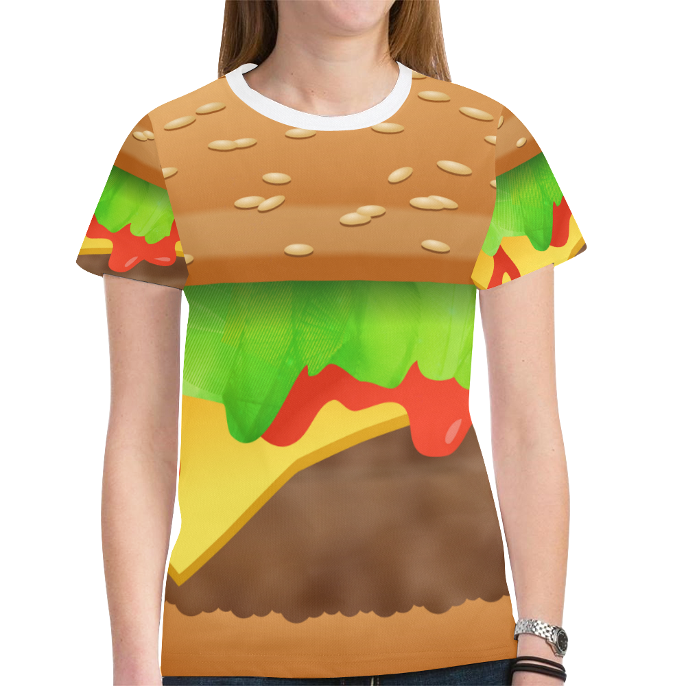 Close Encounters of the Cheeseburger New All Over Print T-shirt for Women (Model T45)