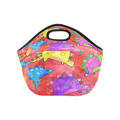 Watercolor Stegosaurus Dinosaur Print Neoprene Lunch Bag/Small (Model 1669)