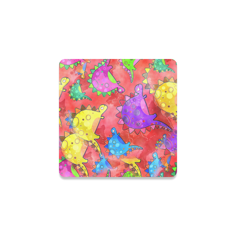 Watercolor Stegosaurus Dinosaur Print Square Coaster