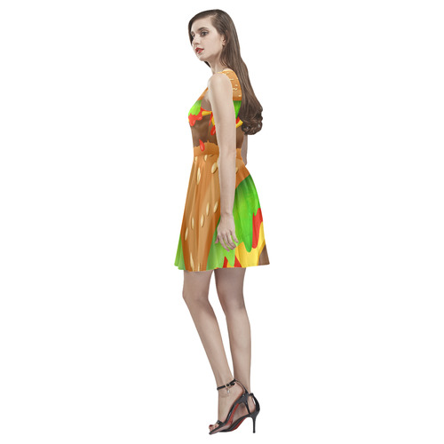 Close Encounters of the Cheeseburger Thea Sleeveless Skater Dress(Model D19)