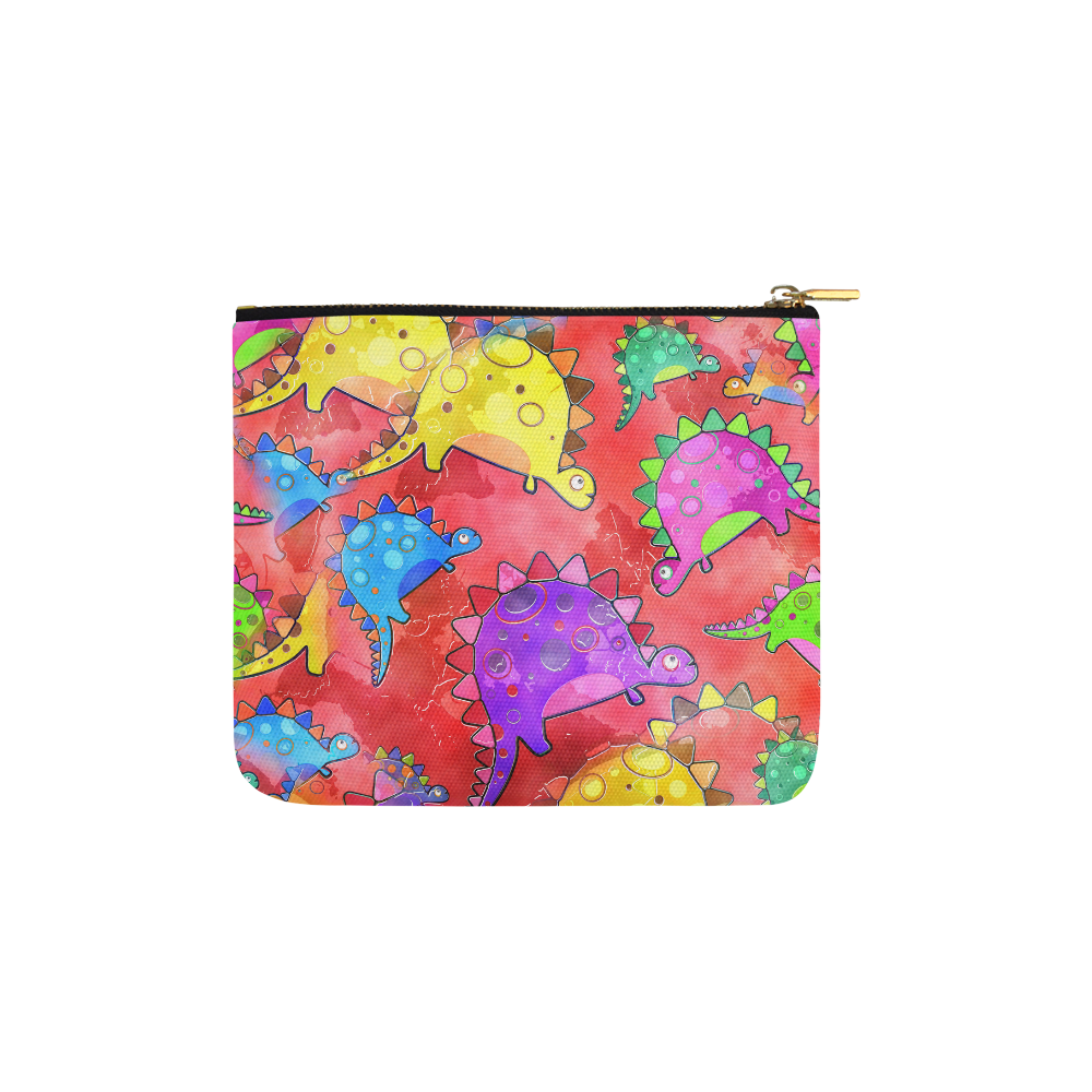 Watercolor Stegosaurus Dinosaur Print Carry-All Pouch 6''x5''