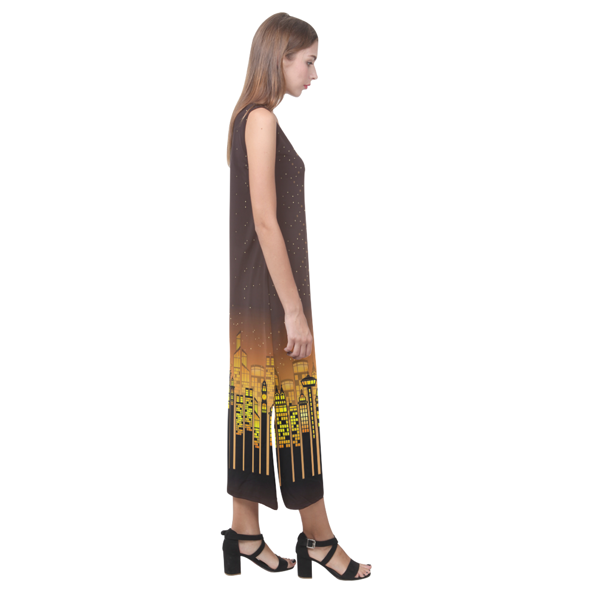 Night In The City Phaedra Sleeveless Open Fork Long Dress (Model D08)
