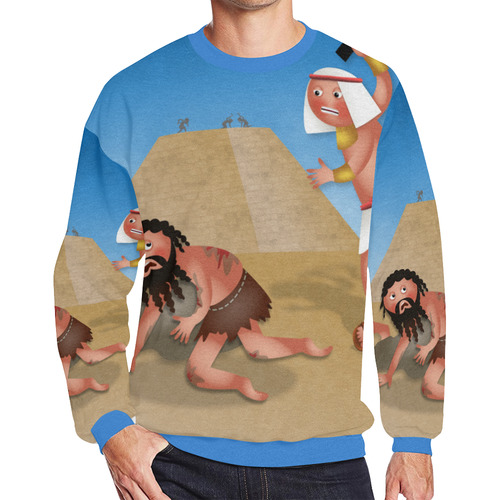 Jewish Slaves in Egypt Men's Oversized Fleece Crew Sweatshirt/Large Size(Model H18)