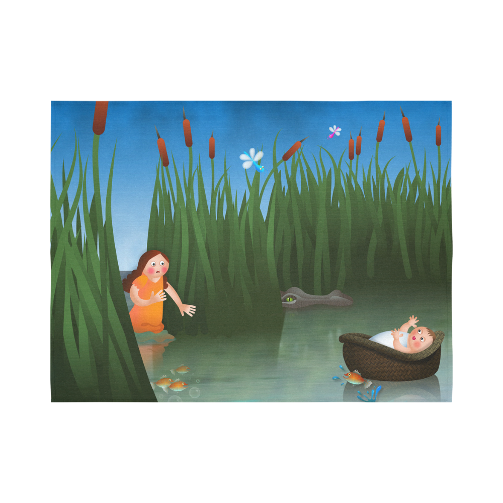 Baby Moses on the River Nile Cotton Linen Wall Tapestry 80"x 60"