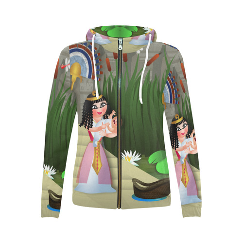 Baby Moses & the Egyptian Princess All Over Print Full Zip Hoodie for Women (Model H14)