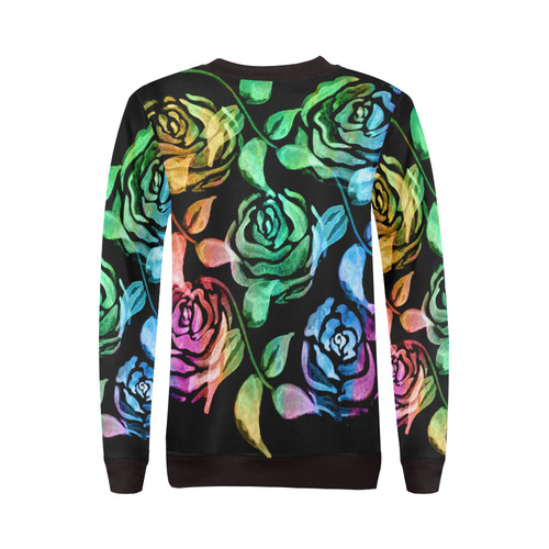 Roses Pattern QW All Over Print Crewneck Sweatshirt for Women (Model H18)