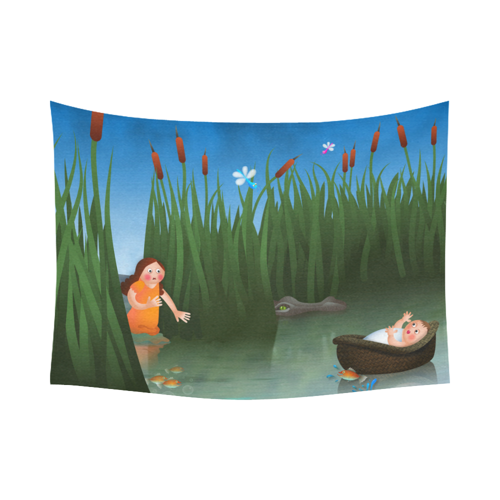 Baby Moses on the River Nile Cotton Linen Wall Tapestry 80"x 60"