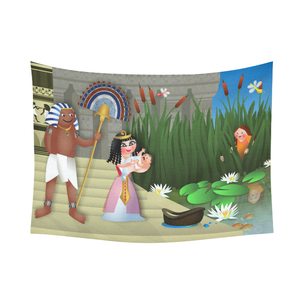 Baby Moses & the Egyptian Princess Cotton Linen Wall Tapestry 80"x 60"