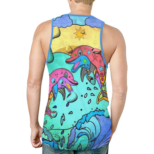 Dolphin Popart by Nico Bielow New All Over Print Tank Top for Men (Model T46)
