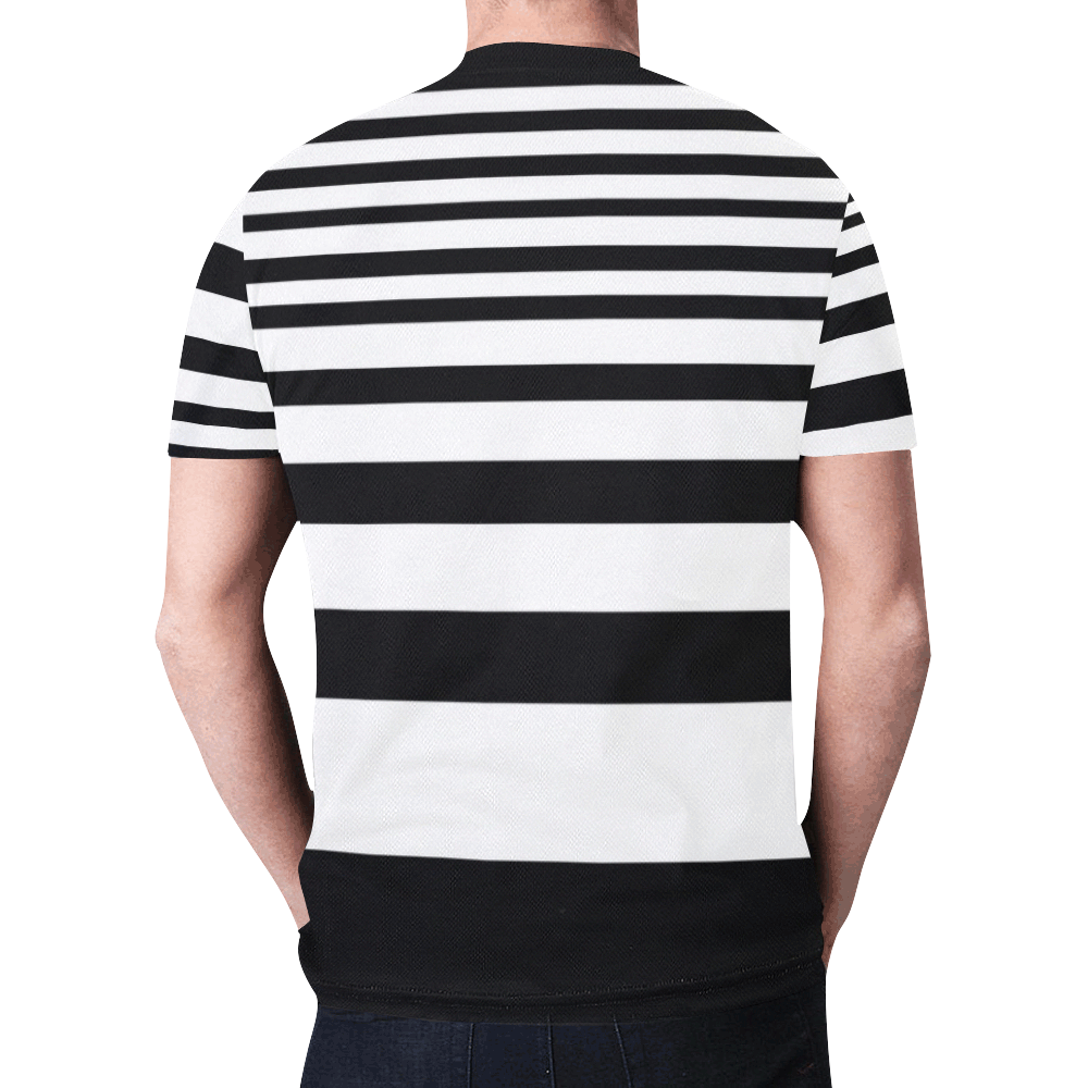Black & White Bars New All Over Print T-shirt for Men (Model T45)