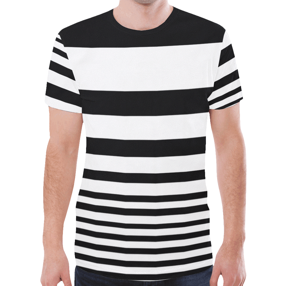 Black & White Bars New All Over Print T-shirt for Men (Model T45)