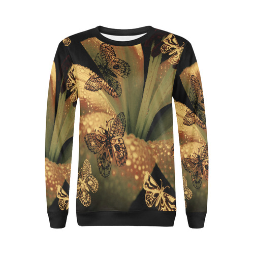 Lily All Over Print Crewneck Sweatshirt for Women (Model H18)