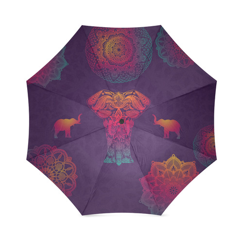 Colorful Elephant Mandala Foldable Umbrella (Model U01)