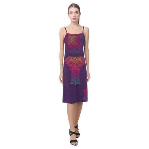 Colorful Elephant Mandala Alcestis Slip Dress (Model D05)