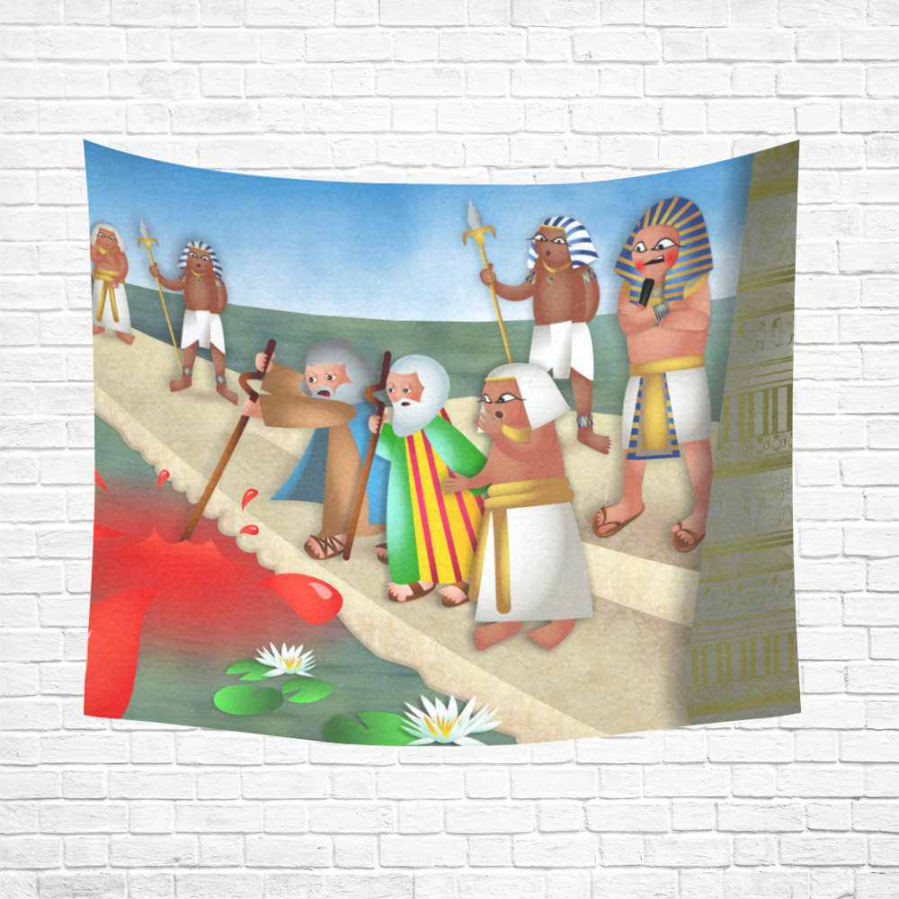 Passover & The Plague of Blood Cotton Linen Wall Tapestry 60"x 51"
