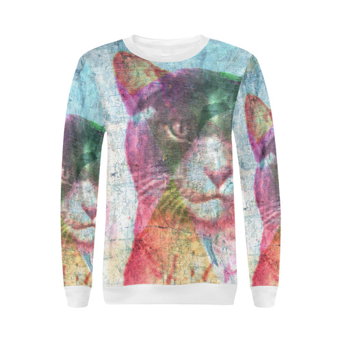 Cat All Over Print Crewneck Sweatshirt for Women (Model H18)