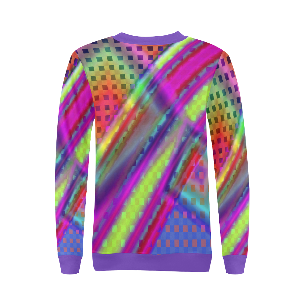 Plaid Design 3D Colours All Over Print Crewneck Sweatshirt for Women (Model H18)