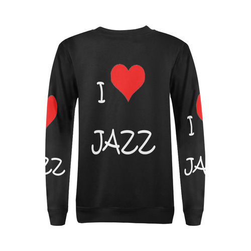 I love Jazz All Over Print Crewneck Sweatshirt for Women (Model H18)