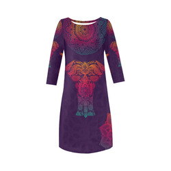 Colorful Elephant Mandala Round Collar Dress (D22)