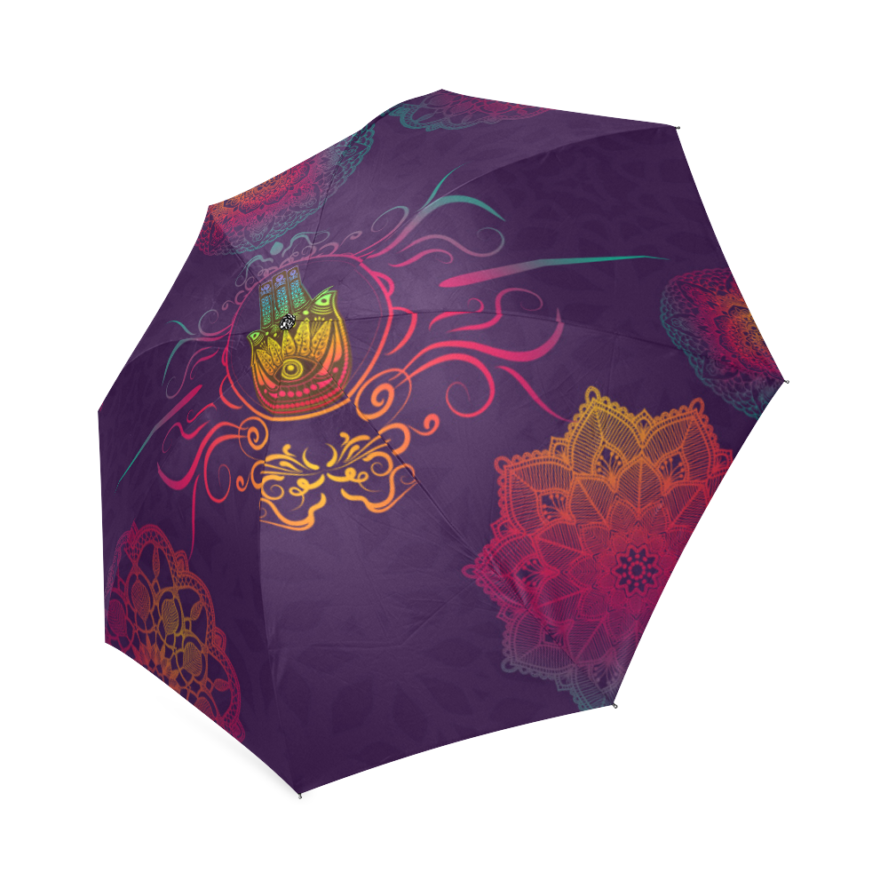 Hamsa Colorful Mandala Foldable Umbrella (Model U01)