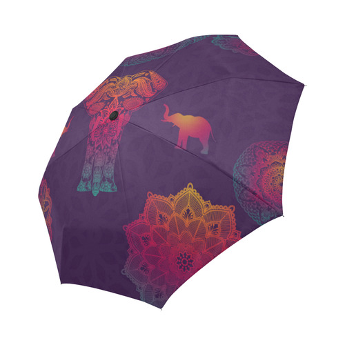 Colorful Elephant Mandala Auto-Foldable Umbrella (Model U04)