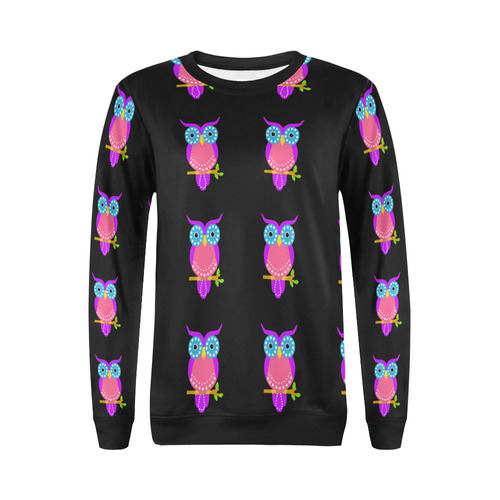 Owl Pattern All Over Print Crewneck Sweatshirt for Women (Model H18)