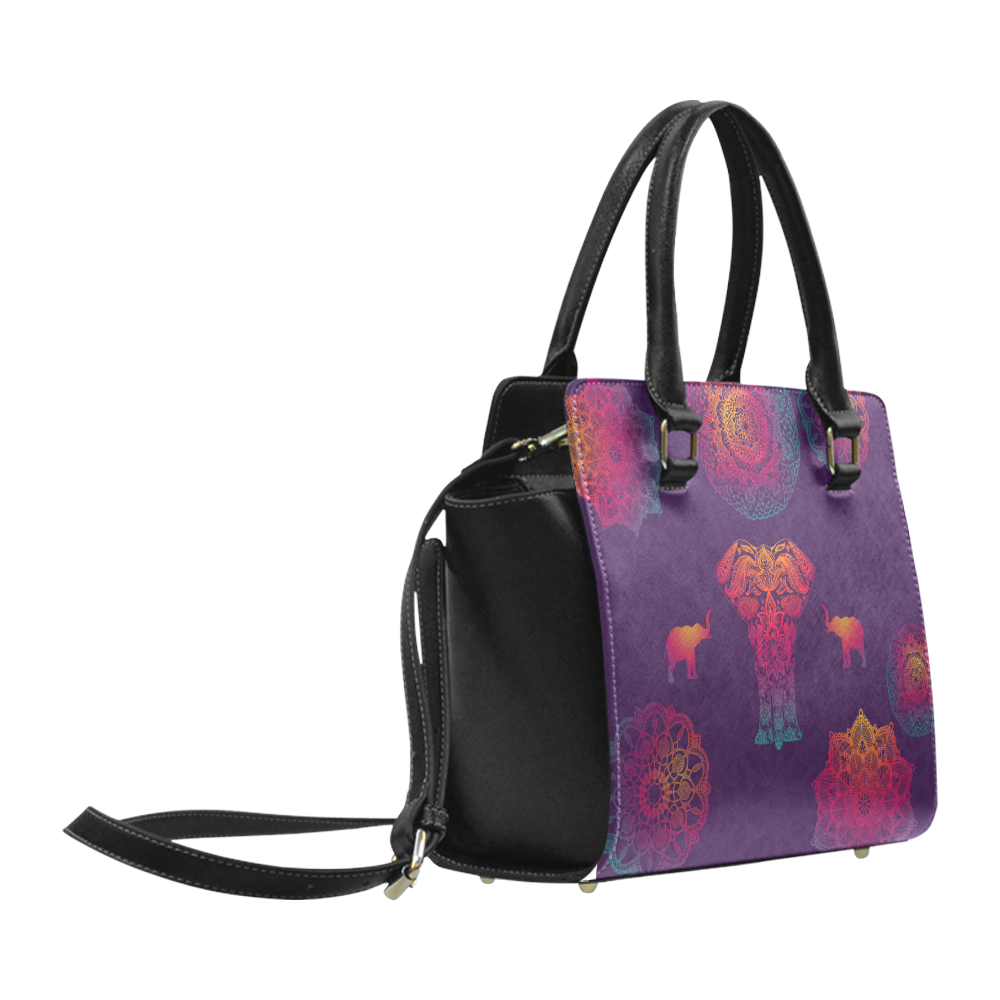 Colorful Elephant Mandala Classic Shoulder Handbag (Model 1653)