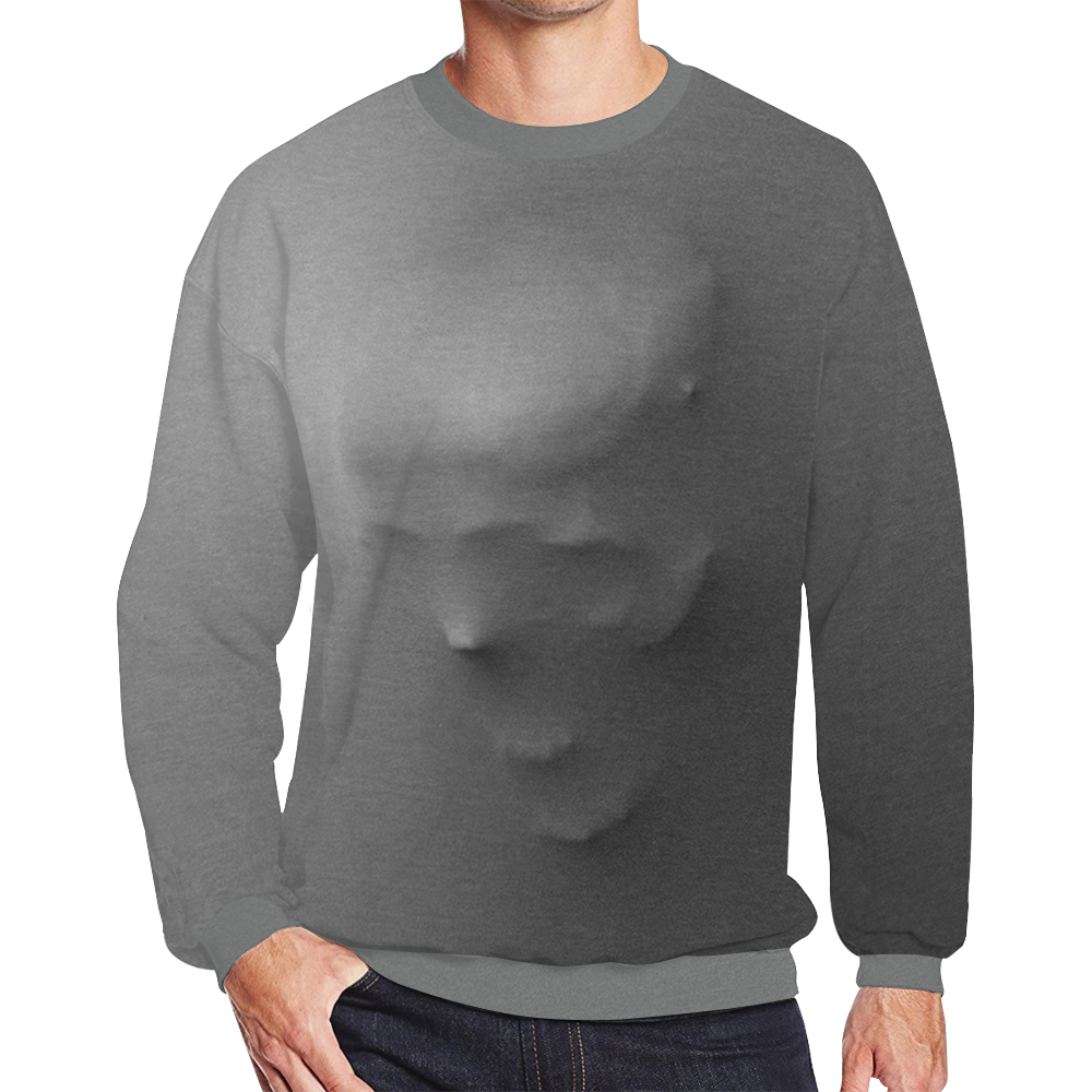 Break Through Creepy Skull Men's Oversized Fleece Crew Sweatshirt/Large Size(Model H18)