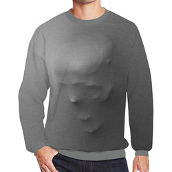 Break Through Creepy Skull Men's Oversized Fleece Crew Sweatshirt/Large Size(Model H18)