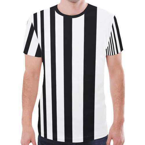 Black & White Stripes New All Over Print T-shirt for Men (Model T45)