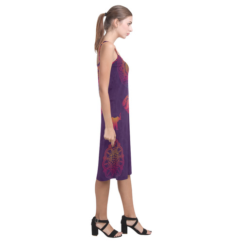 Colorful Elephant Mandala Alcestis Slip Dress (Model D05)