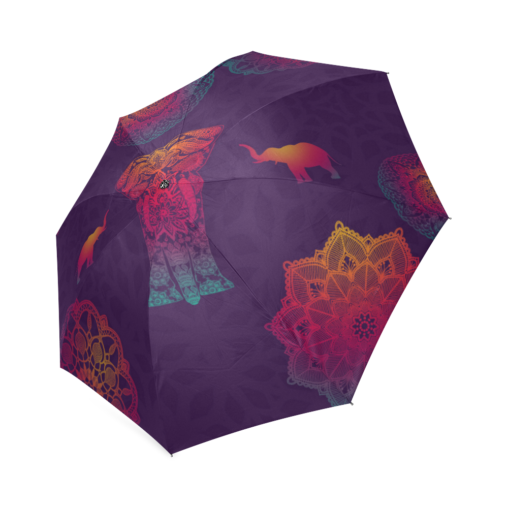 Colorful Elephant Mandala Foldable Umbrella (Model U01)