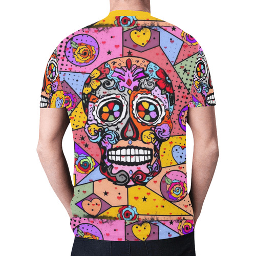 Skull Popart by Nico Bielow New All Over Print T-shirt for Men (Model T45)
