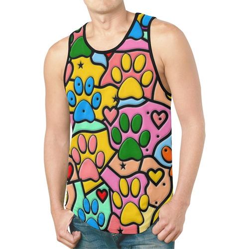 Paws Popart by Nico Bielow New All Over Print Tank Top for Men (Model T46)