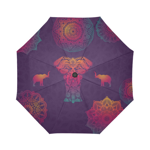 Colorful Elephant Mandala Auto-Foldable Umbrella (Model U04)