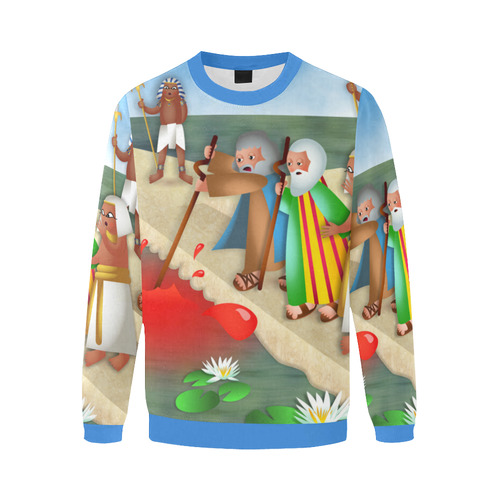 Passover & The Plague of Blood Men's Oversized Fleece Crew Sweatshirt/Large Size(Model H18)