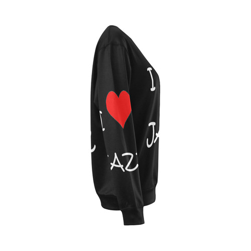 I love Jazz All Over Print Crewneck Sweatshirt for Women (Model H18)