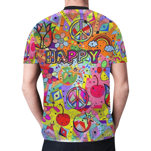 Happy Popart by Nico Bielow New All Over Print T-shirt for Men (Model T45)