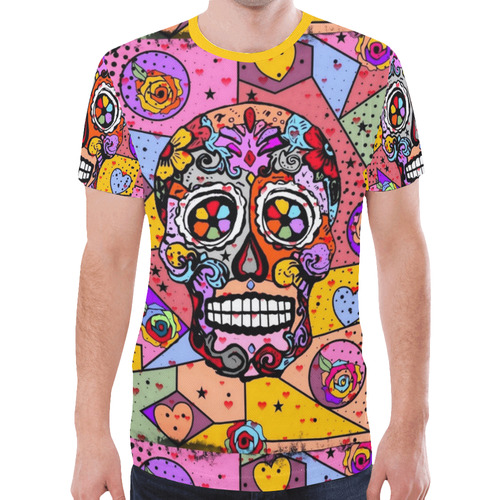 Skull Popart by Nico Bielow New All Over Print T-shirt for Men (Model T45)
