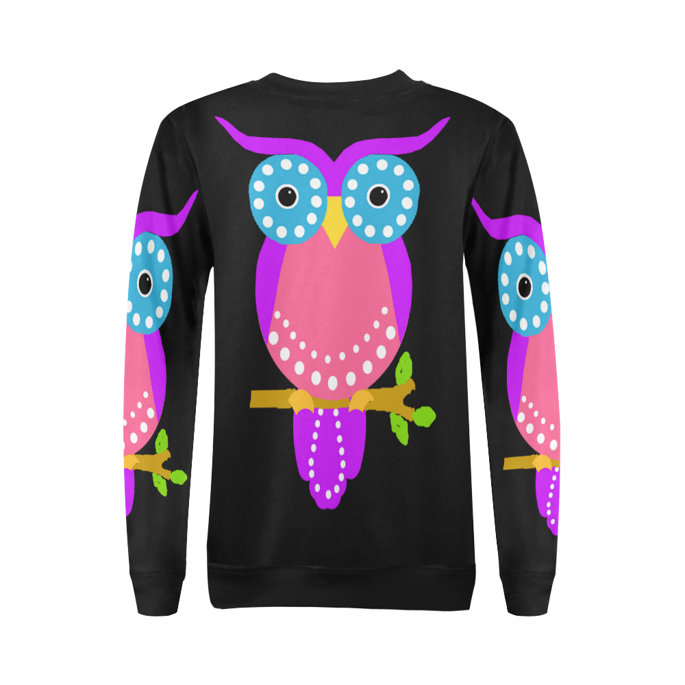 Owl All Over Print Crewneck Sweatshirt for Women (Model H18)