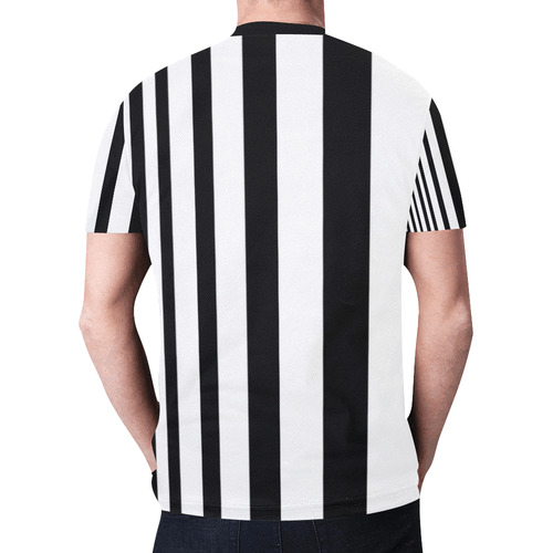 Black & White Stripes New All Over Print T-shirt for Men (Model T45)