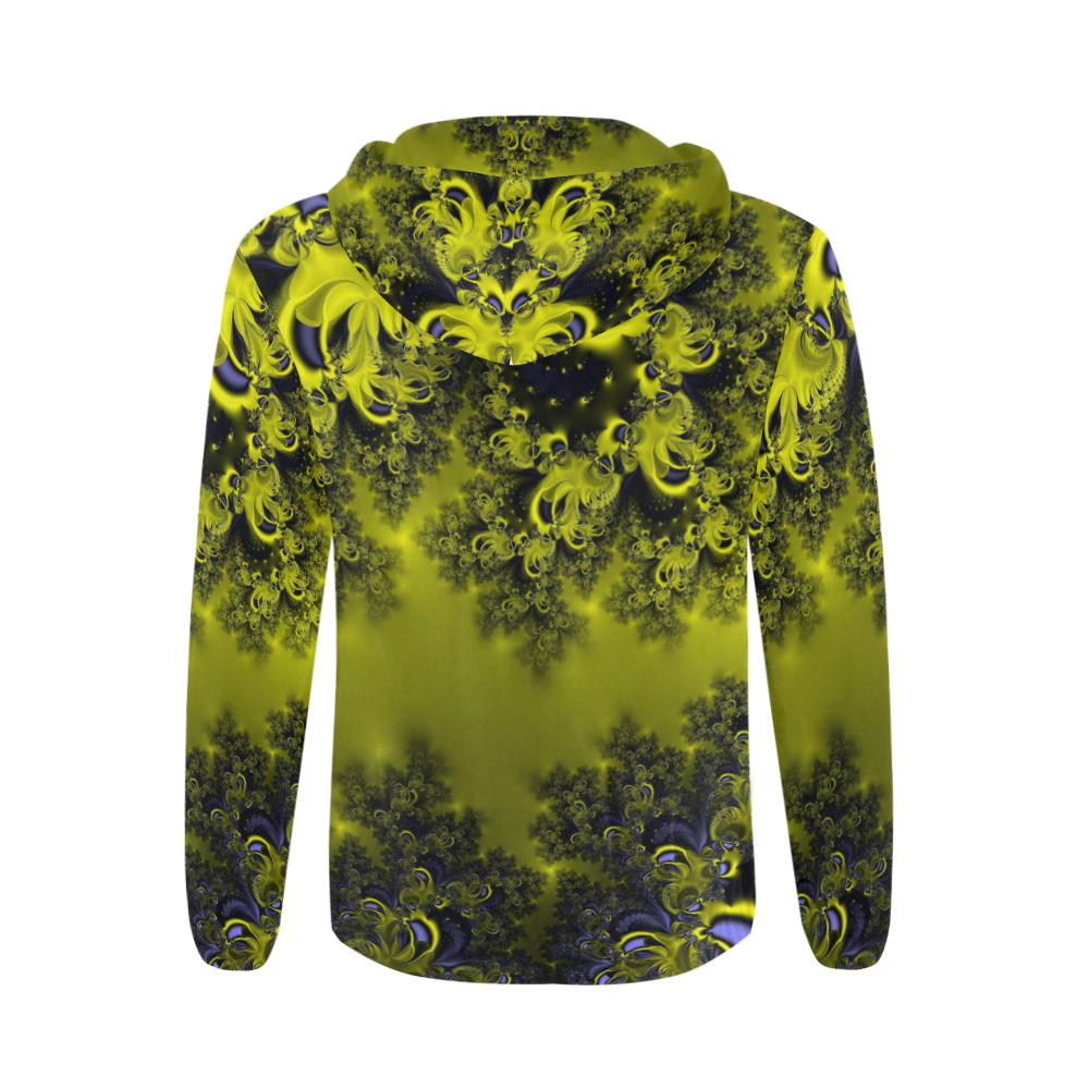 Frosty Sunlight on The Lake Fractal Abstract All Over Print Full Zip Hoodie for Men/Large Size (Model H14)