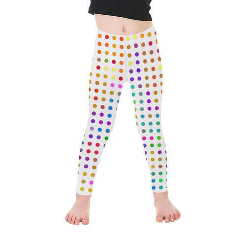 Retro Rainbow Polka Dots Kid's Ankle Length Leggings (Model L06)