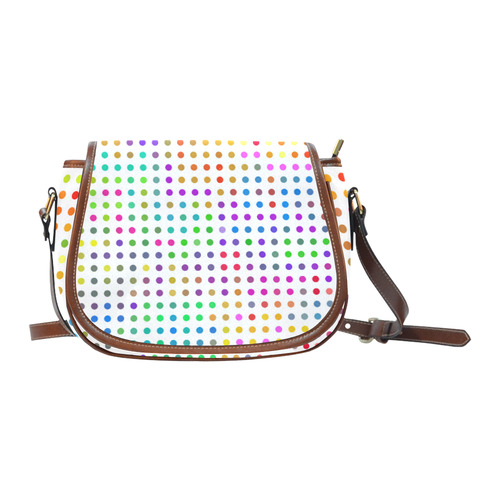 Retro Rainbow Polka Dots Saddle Bag/Small (Model 1649) Full Customization
