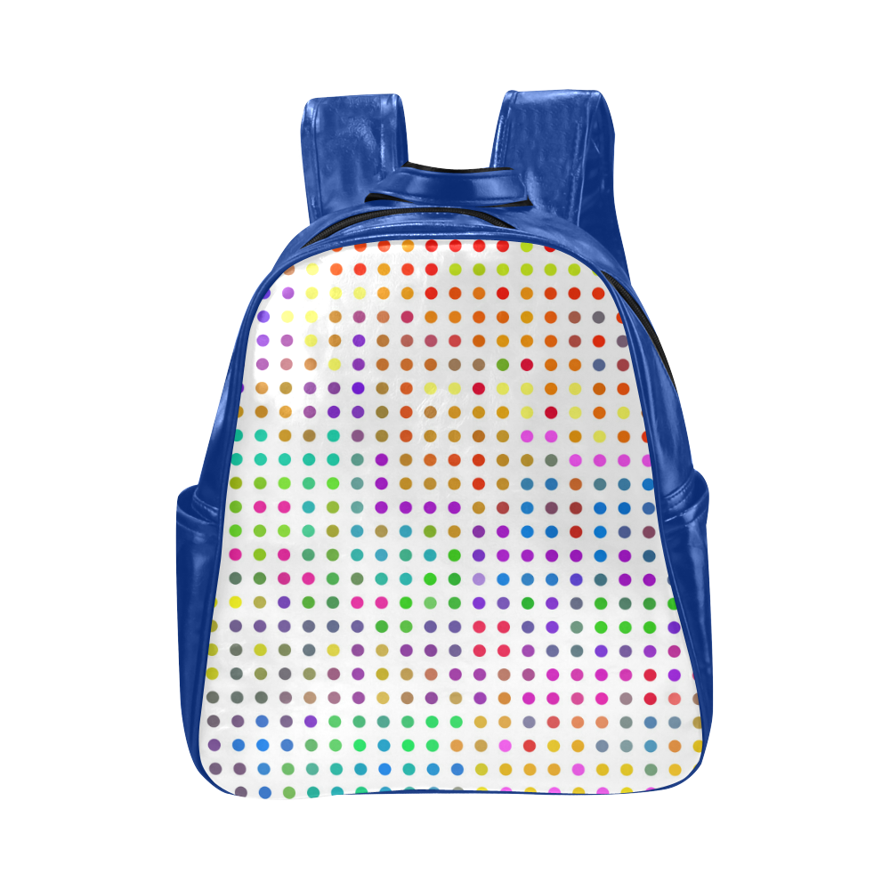 Retro Rainbow Polka Dots Multi-Pockets Backpack (Model 1636)