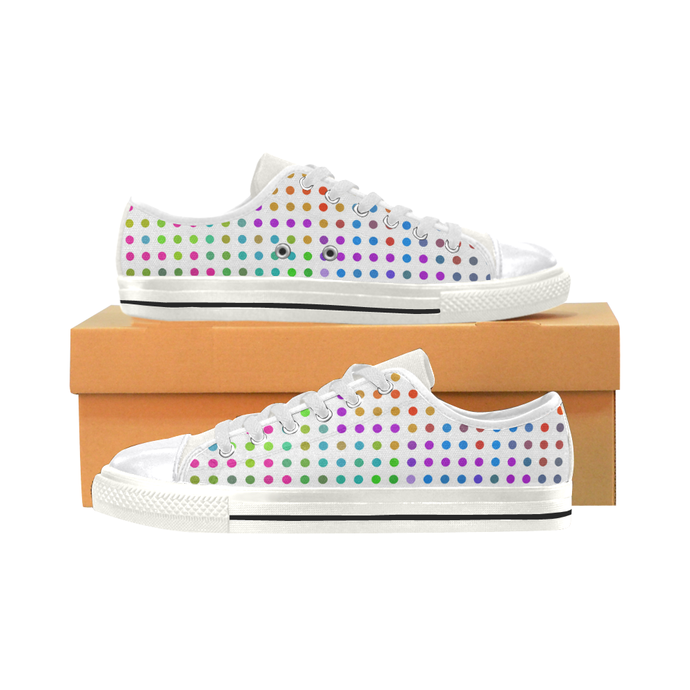 Retro Rainbow Polka Dots Women's Classic Canvas Shoes (Model 018)