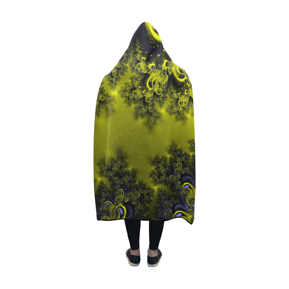 Frosty Sunlight on The Lake Fractal Abstract Hooded Blanket 60''x50''